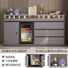 Jingjiangshu tea bar machine with refrigerator integrated cabinet smart ice bar cabinet 2025 new home dining side cabinet small disinfection cabinet gray solid wood tea bar machine 1.6 meters long with ice bar thermostatic kettle 2-3 doors