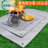 Outdoor camping fireproof mat, camping fireproof cloth, flame retardant, high temperature resistant, insulated picnic barbecue mat, silicone fire blanket, silver gray mini double-sided silicone fireproof mat丨35*35CM (partition