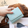 Casa-kupsCK wallet women's 2025 velvet gradient large capacity Japanese style cute retro coin card holder for women blue