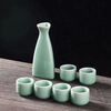 Ceramic wine set antique ceramic wine set simple wine divider white wine cup yellow wine cup green wine set Japanese hot wine Chinese knot-safe packaging one pot two cups