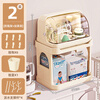 Nafenai Food Grade Material Baby Bottle Storage Box Drain Rack with Cover Dustproof Baby Food Complementary Tableware Storage Box Two Layers - Bottle Rack + Elevated Rack - Milk Coffee Color
