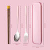 Jiaqi Portable Tableware Chopsticks Spoon Set Student Office Worker Tableware Box Portable Chopsticks Spoon Fork Silver Style - Wooden Chopsticks + Spoon Comes with Box