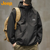 JEEP Jacket Men's Jacket Autumn and Winter Hooded Jacket Casual Fashion Tops Men's Black XL