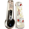 Complete Hello Kitty tableware set, stainless steel fork and spoon, student plastic handle, Hello Kitty chopsticks, KT cat spoon + chopsticks + fork (free box)
