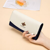 Koyi genuine leather wallet women's long 2025 new card holder all-in-one bag multi-functional coin clutch bag off-white with blue