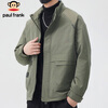 Paul Frank Jacket Men's Spring and Autumn Trendy Stand Collar Jacket Men's Casual Work Clothes Men's Top Army Green XL