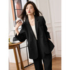 Awakening Paradise Double-breasted Loose Suit Casual Pants Two-piece Spring and Autumn Style Small Suit Pants Set Black L