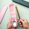 Jiaqi Portable Tableware Chopsticks Spoon Set Student Office Worker Tableware Box Portable Chopsticks Spoon Fork Silver Style - Wooden Chopsticks + Spoon Comes with Box