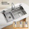 Moen Sunshine Series Kitchen Sink Large Single Slot Wash Basin Integrated Basin 304 Stainless Steel Top, Middle and Upper Household Dishwashing Sink Four-hole Slag Collection Silver Sink - Round Pull-out Top 80*46CM