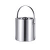 SUPU304 stainless steel ice bucket double-layer thickened handle insulated ice bucket household red wine beer large ice bucket with lid 1.6L double-layer thickened 304 ice bucket (ice clip included)