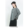 GIRDEAR/GIRDEAR 130066 spring new skin-friendly, comfortable and versatile loose round neck long-sleeved T-shirt basic base silver gray afternoon dark clouds (grey) M