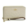 COACH 19 Embossed Zipper Closure Leather Wallet Small Women's White White