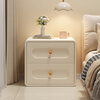 Yanxi bedside table bedroom 2026 new solid wood household small simple storage cabinet creative Internet celebrity light luxury storage cabinet milk white (two drawers) 40*40* two drawers 47 three drawers 55cm (drawers solid wood)