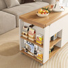 KNSJ Rotating Folding Coffee Table Telescopic Dining Table Living Room Sofa Side Multiple Simple Functions Trolley Movable Tea Cabinet Rotating Folding Coffee Table Wood Color