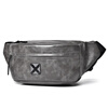 Kangaroo Men's Casual Versatile Lightweight New Retro Simple Temperament Fashionable Large Capacity Crossbody Shoulder PU Waist Bag Gray