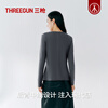 THREEGUN Shanghai Fashion Week Show Style Basic Base Layer Women's 120 Count Long Staple Cotton One-line Collar Long Sleeve Base Layer Dark European Gray M