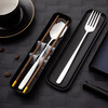 Jiaqi Portable Tableware Chopsticks Spoon Set Student Office Worker Tableware Box Portable Chopsticks Spoon Fork Silver Style - Wooden Chopsticks + Spoon Comes with Box