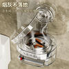 Suction cup ashtray stainless steel hanging balcony with cover to prevent dust flying toilet bathroom wall hanging cigarette box cigarette placement rack transparent gray 2 pieces