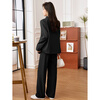 Awakening Paradise Double-breasted Loose Suit Casual Pants Two-piece Spring and Autumn Style Small Suit Pants Set Black L
