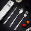 Zwilling 316L stainless steel chopsticks and spoon set three-piece set single portable cutlery box student storage horse three-piece mesh bag