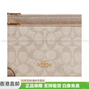 COACH 20 Metal Brand Logo Cross Texture Coated Canvas Wallet Women's Champagne Champagne