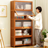 Trojan simple floor-standing bookshelf living room storage rack simple study storage cabinet bookcase reading rack integrated against the wall Changhong flip door five layers 80 long