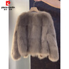 Pierre Cardin 2025 Winter New Short Fox Fur Fur Jacket Women's Fashion Fur All-in-One Top Coco Color L