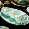 Yitongtang Chinese light luxury underglaze color Jingdezhen celadon tableware complete set of bowls and plates household ceramic set dishes housewarming gift suitable for microwave oven | leather suitcase | 60-piece set
