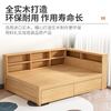Jule solid wood bed, tatami and bed cabinet integrated 1.2m single bed with lights, custom-made multi-functional storage bedroom with bookshelf bed, single bed + drawer with lights, 1200*2000mm, free mattress, installation included