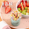 Qingchen Fruit Fork Set Fruit Pick Disposable Plastic Two-Tine Household Fruit Cake Dessert Fork Dessert Small Fork Grass Green + Ocean Blue + Cherry Blossom Pink - Mixed Color 3 Bottles