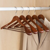 Left corner solid wood suit hanger thickened wide shoulder wooden suit seamless non-slip clothes drying rack home clothes hanging 4 retro colors