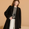 Tricolor 100 Sheep Wool 2025 Winter New Long Double-sided Wool Coat with Loose Lapel M Classic Black S 155/80A