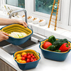 Xincong double-layered sink drain basket six-piece set for kitchen fruit plate living room household washing basin vegetable basket rounded corners medium blue and yellow 1 piece set 2 pieces