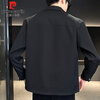 Pierre Cardin Jacket Men's Spring Autumn and Winter Trendy Fashion Work Jacket Men's Casual Lapel Clothes Men's Black XL