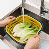 Xincong double-layered sink drain basket six-piece set for kitchen fruit plate living room household washing basin vegetable basket rounded corners medium blue and yellow 1 piece set 2 pieces