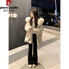 Pierre Cardin white double-sided cape coat for women 2025 new autumn and winter small thick short woolen coat white L 115 catties-130 catties