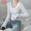 Langsha round neck bottoming shirt for women autumn new 2025 inner and outer wear slim and versatile solid color long-sleeved T-shirt top
