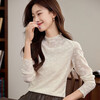 Luo Meng light Chinese lace bottoming shirt half turtleneck T-shirt 2025 spring and autumn new long-sleeved inner slim shirt top Crescent color M (recommended 85-100 pounds)