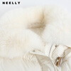 NEELLY shopping mall's same style winter new fox fur collar loose down jacket for women 90 white duck down short jacket ivory white S