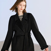 Tricolor 100 Sheep Wool 2025 Winter New Long Double-sided Wool Coat with Loose Lapel M Classic Black S 155/80A