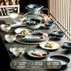 RWTW high-end Japanese tableware and dishes set light luxury high-end retro household ceramic dishes and chopsticks as a housewarming gift, two-color mix and match (soup pot version) eight-person food gift box, 44-piece set