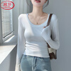 Langsha round neck bottoming shirt for women autumn new 2025 inner and outer wear slim and versatile solid color long-sleeved T-shirt top