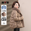 Yalu mommy warm down jacket middle-aged and elderly women fox fur collar luxury coat khaki 175