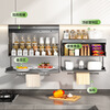 Jingyan Kitchen Rack Condiment Wall-mounted Wall Cabinet Pull-down Condiment Rack Wall Preparation Storage Cabinet Storage Rack Upgraded and Height Pull-out Condiment Storage Rack No Punching Strong Load-bearing丨Strong Magnetic Design丨90 Free Folding and Opening