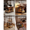Ruifan solid wood movable coffee table, sofa, side table, liftable side cabinet, small apartment side table, living room, multi-functional trolley