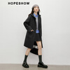 Red sleeve MIU college style woolen coat 2025 winter new women's hooded temperament mid-length double-sided woolen coat dark gray 080 M