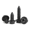 JINGGONG hardened iron cross flange toothed self-tapping screws external hexagonal self-tapping screws with tip and tail pad screws M8*40 (20 pcs) black zinc