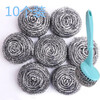 Sensitive stainless steel wire ball large size non-slag cleaning ball dishwashing and pot cleaning tool kitchen supplies with handle wholesale 10 pieces