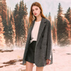 Tricolor Sheep Wool 2025 Winter New Woolen Coat Medium Long Coat Loose Women Dark Gray M 160/84A