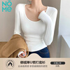 NOME DeRong Autumn and Winter Bottoming Shirt Women's Thickened Warm U-neck Long Sleeve Bottoming Slim Fit Top White L